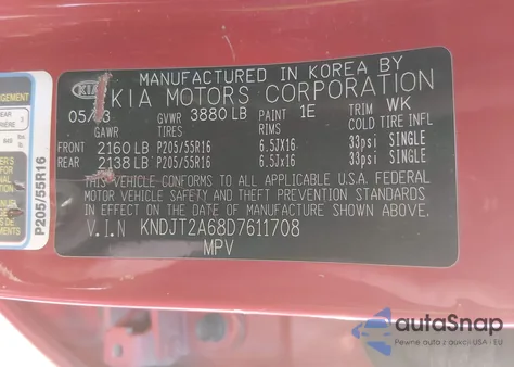 2013 Kia Soul + из США, поврежденный, VIN KNDJT2A68D7611708